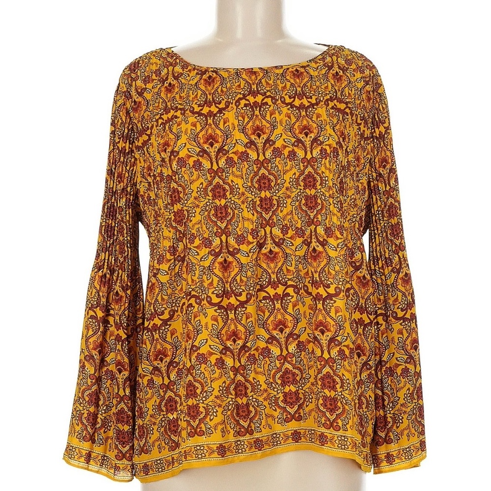 NWT $Max Studio Yellow and Red Patterned Blouse - Picture 1 of 7